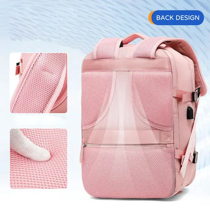 Multi-Compartment Travel Backpack with Shoe Storage and Wet-Dry Separation (Pink)31cm(L)*17cm(W)*42cm(H)