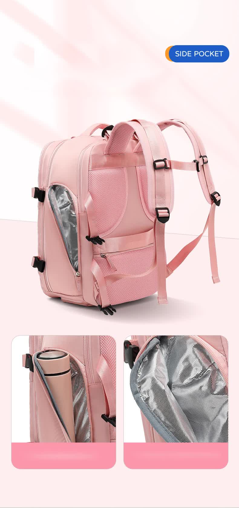 Multi-Compartment Travel Backpack with Shoe Storage and Wet-Dry Separation (Beige)31cm(L)*17cm(W)*42cm(H)