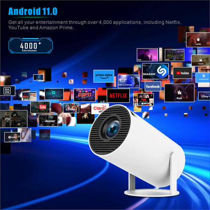 HY300PRO Portable Projector - 4K Decoding, Wi-Fi 6, 720P HD with 160 ANSI Lumens
