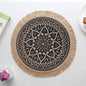 Bohemian Round Woven Placemats | Set of 5 with Fringe Design
