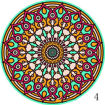 Set of 6 Mandala Ceramic Drink Coasters - Absorbent, Non-Slip Coasters for Coffee Table and Home Decor 10.4cm