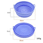 3D Round Air Fryer Silicone Liners - Food-Grade, Non-Stick, Reusable Basket Mats for Air Fryers, Ovens, and Microwaves (4 PCS Blue)