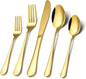 Gold 410 Stainless Steel Cutlery Set - Western Steak Knife, Fork & Spoon Set, 6 Set/30-Piece Dinnerware Set