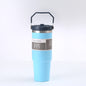 Blue 30oz 304 Stainless Steel Ice Cup with Handle - Portable Car and Travel Cup, Double Insulated, for Hot & Cold Drinks
