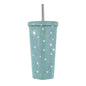 Blue Diamond-Inlaid Insulated 304 Stainless Steel Cup with Straw - Double-Walled, Rhinestone Coffee Mug, Gift Cup for Beverages