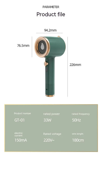 Green Handheld Garment Steamer with Spray Function - Portable 2-in-1 Wet and Dry Mini Steam Iron for Clothes, Wrinkle Remover, and Fabric Freshener