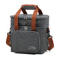 Grey Large Capacity Lunch Bag - Dual-Layer Insulated Cooler Bag for Outdoor, Picnic, and Work Use