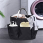 Black Portable Picnic Basket, Foldable Outdoor Beach Basket with Handle, Multi-Use Storage and Wash Bag