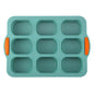Green Silicone Mini Bread Loaf Baking Mold - Non-Stick 8-Cavity Bakeware Pan with Handles for Baking Cakes and Bread