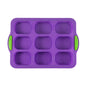 Purple Silicone Mini Bread Loaf Baking Mold - Non-Stick 8-Cavity Bakeware Pan with Handles for Baking Cakes and Bread