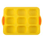 Yellow Silicone Mini Bread Loaf Baking Mold - Non-Stick 8-Cavity Bakeware Pan with Handles for Baking Cakes and Bread
