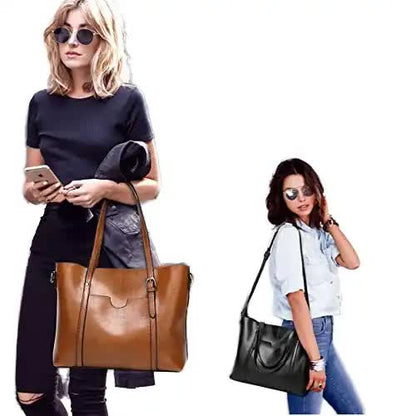 Dark Brown Fashionable Soft Leather Women's Handbag, Large Capacity Shoulder & Crossbody Tote, Casual Bucket Bag
