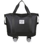 Black Large Capacity Travel Bag with Expandable Design, Waterproof & Wet-Dry Separation, 360° Spinner Wheels - Ideal for Students, Business, and Maternity