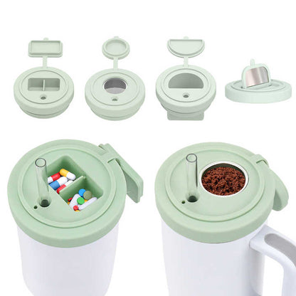 Off White 40oz Silicone Replacement Coffee and Pill Mug Lid - BPA-Free, Leak-Proof, Dishwasher Safe