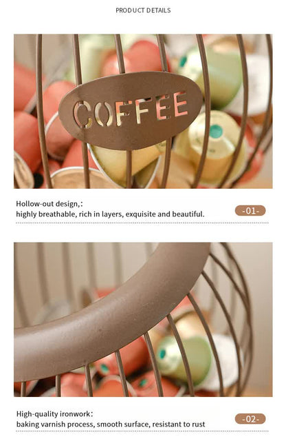 White Elegant Metal Coffee Capsule Storage Basket - Multifunctional Fruit and Snack Holder for Modern Home Decor