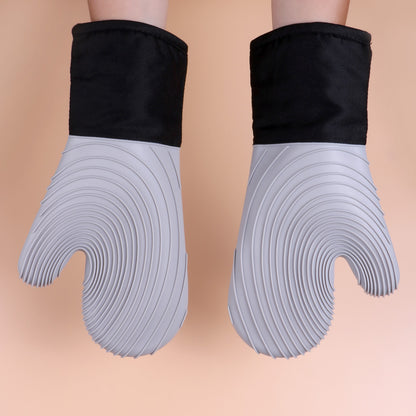 Green Spiral Pattern Silicone Oven Mitts - Heat Resistant and Non-Slip Design (1 Pair/2 PCS)