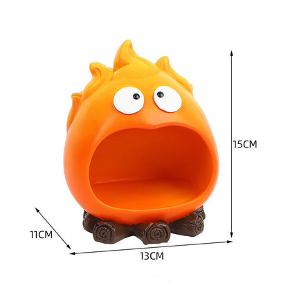 Creative Cartoon Flame Key Holder Tray - Fun and Decorative Storage for Entryway or Living Room