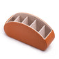 Brown Stylish Remote Control Storage Box - PU Leather Organizer with Compartments