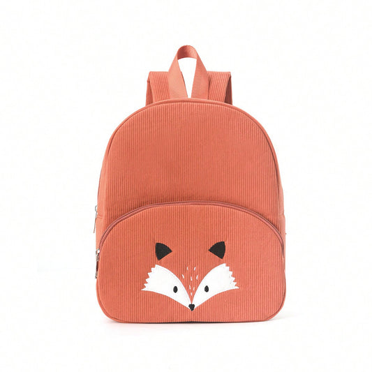 Cute Fox Backpack - Soft Corduroy Material with Adjustable Straps