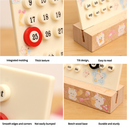 Pink DIY Ring Perpetual Calendar - Creative Acrylic Desktop Calendar with Adjustable Rings