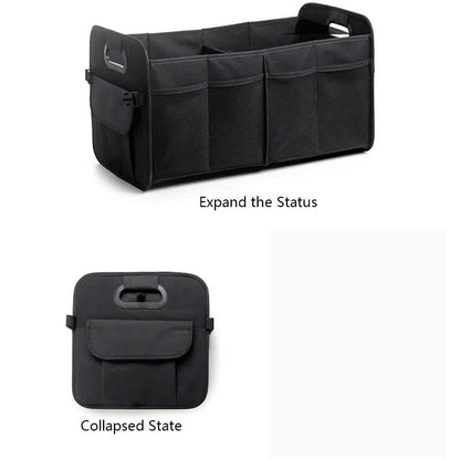 Rose Red Foldable Car Trunk Organizer - Multi-Compartment Storage Box with Handles