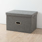 Grey Storage Fabric Bin with Lid - Compact and Stylish for Organizing Your Home