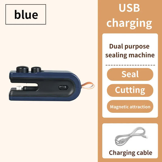 Blue Mini Sealing Machine - 2-Piece Set, Compact and Portable, Ideal for Food and Bag Sealing