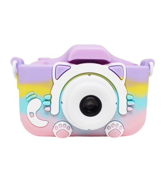 Colorful Cat Cute Kids Digital Camera - Cat-Themed HD Camera with 32GB Memory Card