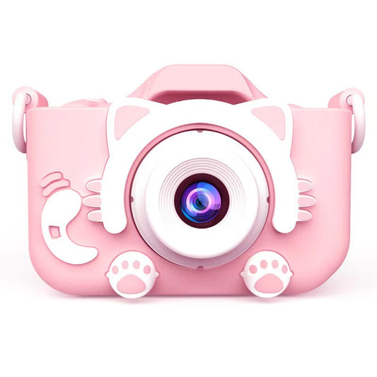 Pink Cat Cute Kids Digital Camera - Cat-Themed HD Camera with 32GB Memory Card