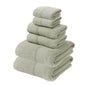 Grey Green Luxury 6-Piece 100% Cotton Towel Set - 2 Bath Towels, 2 Hand Towels, 2 Face Towels