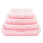 Pink Collapsible Silicone Bento Box Set – 4-Piece Food-Grade Microwave & Freezer Safe Lunch Box Set
