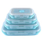 Blue Collapsible Silicone Bento Box Set - 4-Piece Food-Grade Microwave & Freezer Safe Lunch Box Set