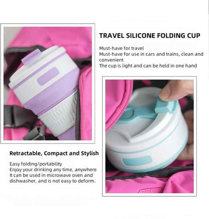 2 Pcs Green Collapsible Silicone Coffee Cup - Portable, Food-Grade, Microwave & Freezer Safe Travel Mug(Combination pack of the same color)