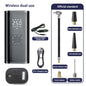 Black Portable Wireless Car Air Pump - Multi-Function Tire Inflator with Emergency Power Bank & LED Light