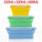 3-piece Set (Yellow + Green + Blue) Collapsible Silicone Food Storage Containers Set – 350ML, 500ML, 800ML | BPA-Free, Microwave, Dishwasher & Freezer Safe | Foldable & Portable Bento Boxes for Travel & Outdoor