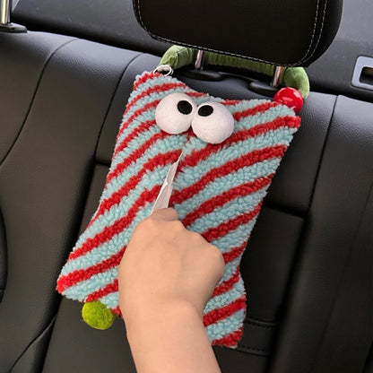 Blue And Red Cartoon Monster Tissue Box, Plush Tissue Holder for Car or Home, Cute and Fun Design