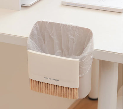 2 Set Green Mini Desktop Sweeper and Trash Bin Set | Compact Desk Cleaning Brush Organizer | Small Tabletop Sweeping Dustpan for Home and Office Use