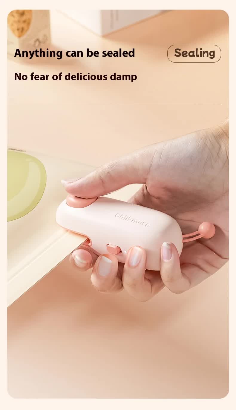 2 Pcs Pink Pig Mini Handheld Heat Sealing Machine for Food Bags – Compact, Portable, USB Rechargeable