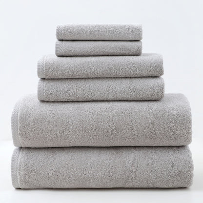 Light Gray Premium Cotton Towel Set - 6 Pieces, Soft & Absorbent Bath Towels for Adults