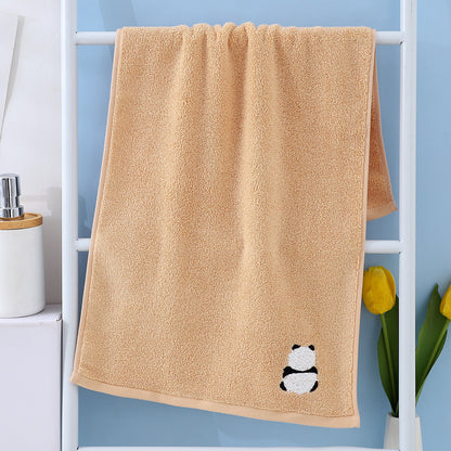 2 Pcs Khaki Panda Print Soft Cotton Hand Towel, Super Absorbent Mini Towels, 34x75cm