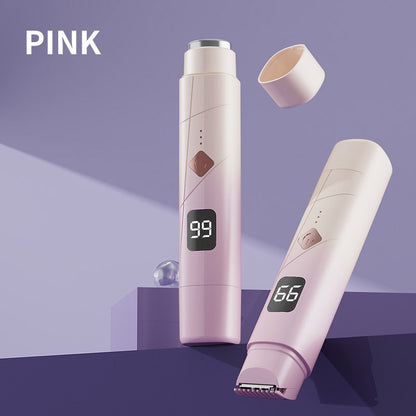 Gradient Pink Double-Headed Hair Removal Trimmer - Precision Shaving & Shortening with Type-C Charging