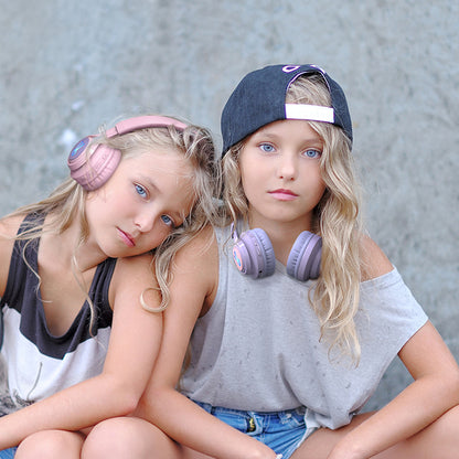 Pink Bunny  Wireless Headphones - Glowing Logo, Bluetooth 5.0, 85dB Volume Limit Mode