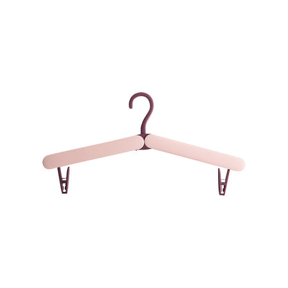 2PCS Pink Portable Travel Hanger with Hidden Clips - Lightweight Folding Clothes Hanger for Socks and Small Items