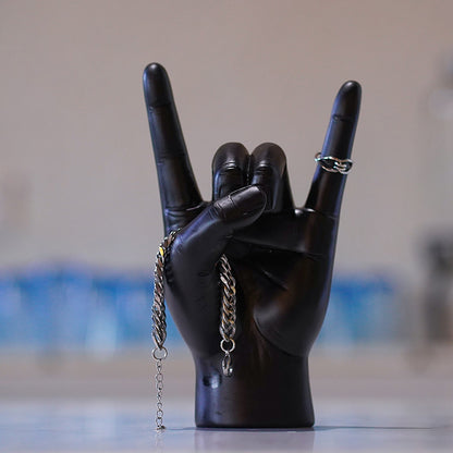 Gold Right Hand Resin Rock and Roll Hand Figurine - Stylish Desk and Living Room Decor