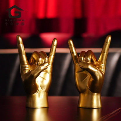 Black Right Hand Resin Rock and Roll Hand Figurine - Stylish Desk and Living Room Decor