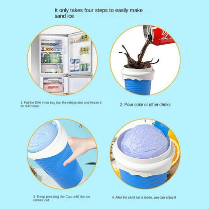 Rose Red Cool Summer Slushie Cup - 500ml Quick-Freeze Smoothie Maker with Straw