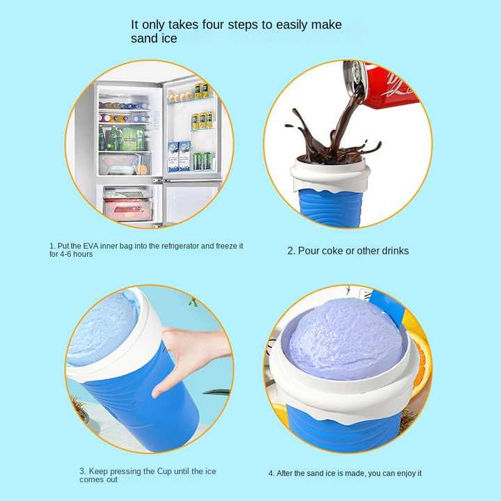 Green Cool Summer Slushie Cup - 500ml Quick-Freeze Smoothie Maker with Straw