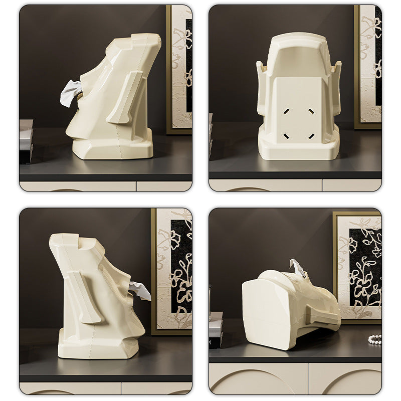 Black Versatile Desktop Headphone Stand & Tissue Box (23.5x17x14.5cm)
