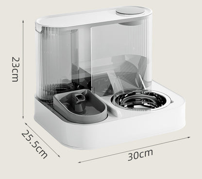Automatic Pet Feeder and Water Bowl - 2-in-1 Yellow Stainless Steel Bowl Cat Feeding Station