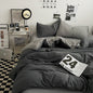 Grey 1.5m Bed Fitted Sheet Set with 200x230cm Duvet Cover - 4-Piece Bedding Set